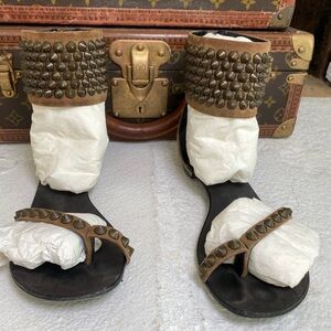 Giuseppe Zanotti Balmain Taupe Studded Gladiator Sandles